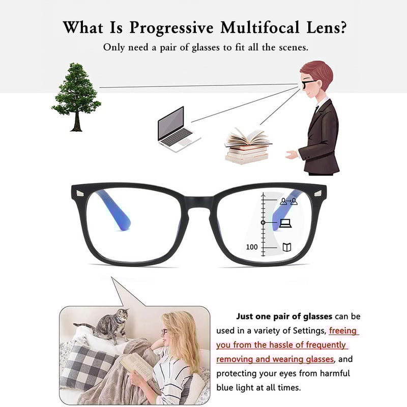 CRIXALIS četvrtaste multifokalne progresivne naočale za čitanje Muška moda s dioptrijom Anti-glare računalne naočale Ženske UV400