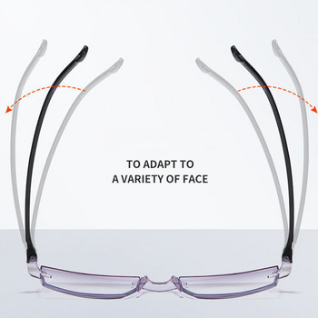 2PCS Бифокални прогресивни очила за четене без рамки Мъже Жени Близки и далечни Очила против синя светлина Правоъгълни очила Очила