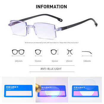 2PCS Rimless Διεστιακά Γυαλιά Προοδευτικής Ανάγνωσης Ανδρικά Γυναικεία Κοντά και Μακρινά Γυαλιά Οράσεως Αντι-μπλε Φως Ορθογώνια Γυαλιά Γυαλιά