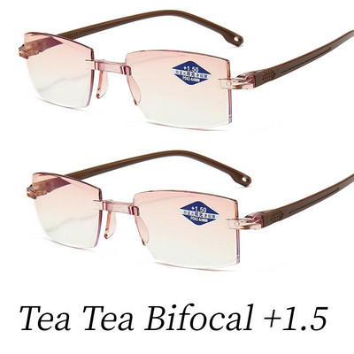 2TK ääristeta bifokaalsed progresseeruvad lugemisprillid meeste naiste lähedal ja kaugel Antisinised heledad prillid ristkülikukujulised prillid prillid