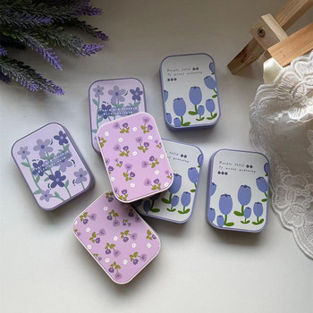 1 брой корейска кутия за контактни лещи за красота Пурпурно лале Преносима кутия за придружаваща контактна леща Кутия за кърмене Изящна опаковка от две