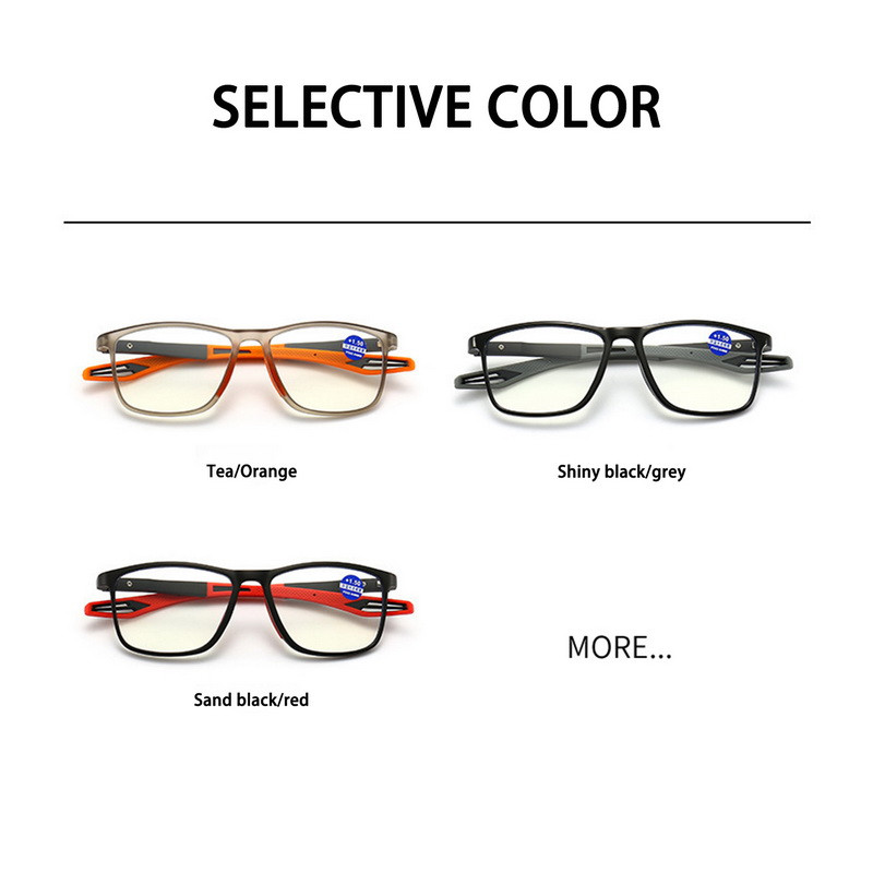 Fashion TR90 Γυαλιά ανάγνωσης με σκελετό σιλικόνης Ανδρικά γυαλιά ηλικιωμένοι Αθλητικά γυαλιά πρεσβυωπίας Εξαιρετικά ελαφρύ Anti Blue Light +1,0 έως +4,0