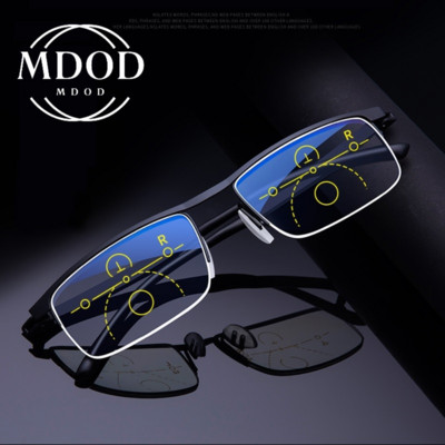 Мултифокални прогресивни очила за четене Мъже Жени Anti Blue UV Protect Очила Очила с половин рамка Очила с автоматична настройка