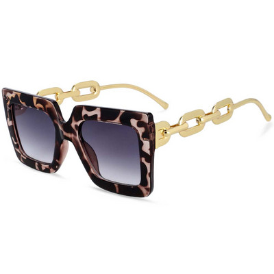 54210 Големи слънчеви очила с метална верига Модни мъже и жени Луксозни нюанси UV400 Ретро очила