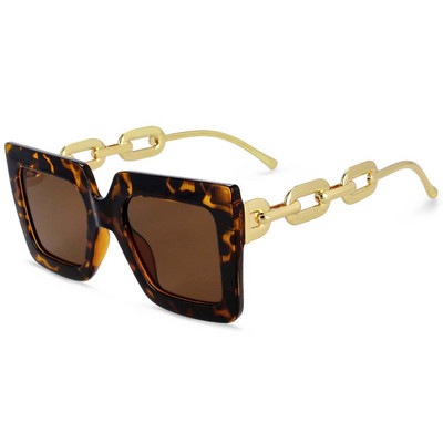 54210 Големи слънчеви очила с метална верига Модни мъже и жени Луксозни нюанси UV400 Ретро очила