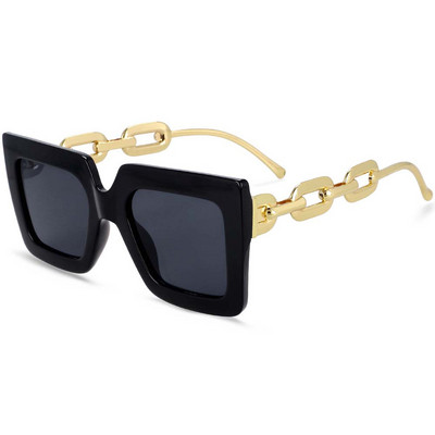 54210 Големи слънчеви очила с метална верига Модни мъже и жени Луксозни нюанси UV400 Ретро очила