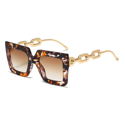 54210 Големи слънчеви очила с метална верига Модни мъже и жени Луксозни нюанси UV400 Ретро очила