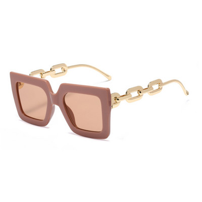 54210 Големи слънчеви очила с метална верига Модни мъже и жени Луксозни нюанси UV400 Ретро очила