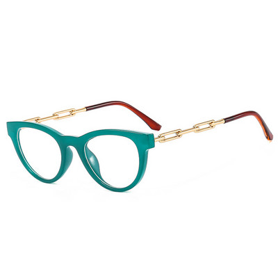 SHAUNA Fashion Cat Eye Femei Colorate Ochelari Ramă Retro Transparente Anti-albastru Ochelari Bărbați Optic Metal Lanț Ramă