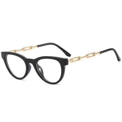 SHAUNA Fashion Cat Eye Femei Colorate Ochelari Ramă Retro Transparente Anti-albastru Ochelari Bărbați Optic Metal Lanț Ramă