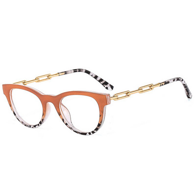 SHAUNA Fashion Cat Eye Femei Colorate Ochelari Ramă Retro Transparente Anti-albastru Ochelari Bărbați Optic Metal Lanț Ramă