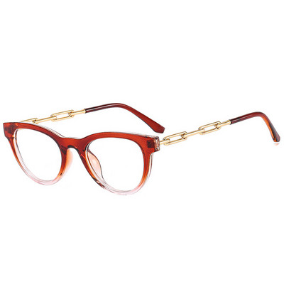SHAUNA Fashion Cat Eye Femei Colorate Ochelari Ramă Retro Transparente Anti-albastru Ochelari Bărbați Optic Metal Lanț Ramă