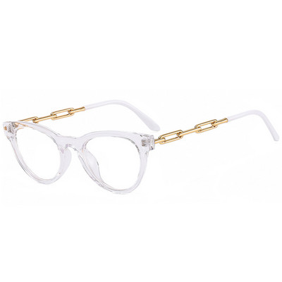 SHAUNA Fashion Cat Eye Femei Colorate Ochelari Ramă Retro Transparente Anti-albastru Ochelari Bărbați Optic Metal Lanț Ramă