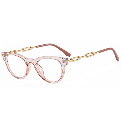 SHAUNA Fashion Cat Eye Femei Colorate Ochelari Ramă Retro Transparente Anti-albastru Ochelari Bărbați Optic Metal Lanț Ramă