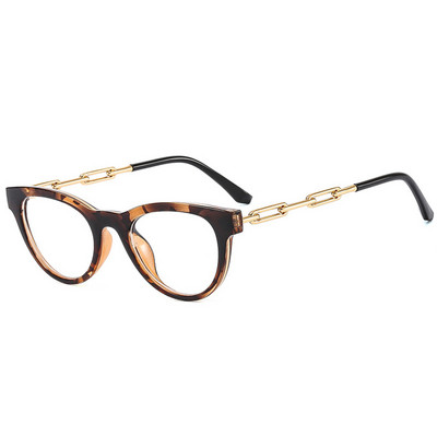 SHAUNA Fashion Cat Eye Femei Colorate Ochelari Ramă Retro Transparente Anti-albastru Ochelari Bărbați Optic Metal Lanț Ramă