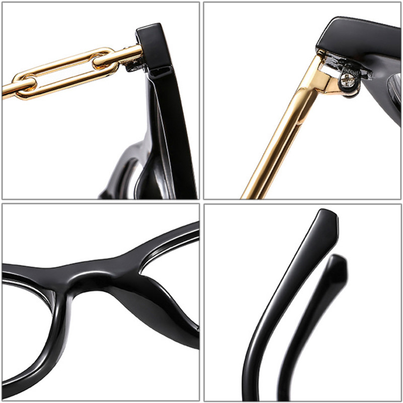 SHAUNA Fashion Cat Eye Femei Colorate Ochelari Ramă Retro Transparente Anti-albastru Ochelari Bărbați Optic Metal Lanț Ramă