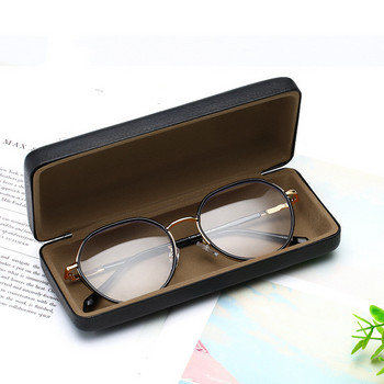 Модни обикновени PU кожени очила Метален квадратен преносим калъф за слънчеви очила Жени Мъже Издръжлива кутия за съхранение на очила