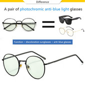 Fotokromatske naočale protiv plave svjetlosti Žene Muškarci Računalne naočale Promjenjive boje Okrugle ženske naočale Optical Oculos