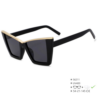 56211 Ochelari de soare retro pătrați ochi de pisică pentru femei Ochelari de soare populari pentru femei Ochelari de vedere negri Ochelari de șofer Oglindă Uv400
