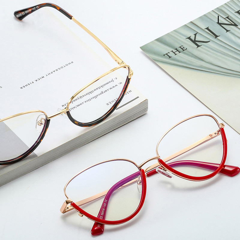 SHAUNA Retro TR90 Metalni mačkasti okvir ženskih naočala Prozirni anti-plavi svjetlosni naočale Modni proljetni šarki Muški optički okviri