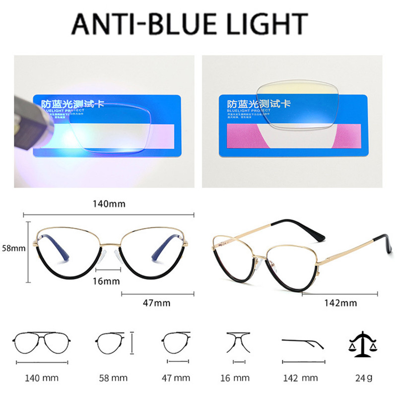 SHAUNA Retro TR90 Metalni mačkasti okvir ženskih naočala Prozirni anti-plavi svjetlosni naočale Modni proljetni šarki Muški optički okviri