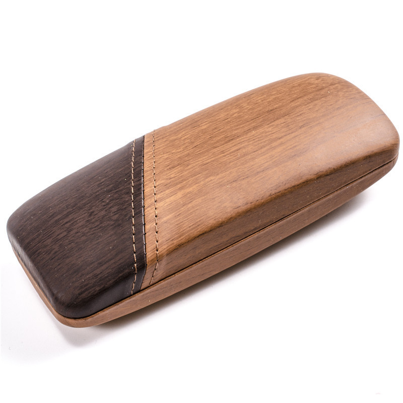 Carcasă pentru ochelari de modă Pvc Husă pentru ochelari din piele cu boabe de lemn Oglindă cu oglindă cu miopie optică Cutie de depozitare pentru ochelari pentru studenți