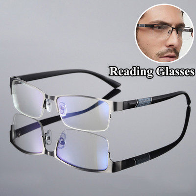 Kiváló minőségű kiskorú szemüvegek Uniszex rugalmas félkeretes szemüvegek üzleti olvasószemüvegek Dioptria fok +1,0 - +4,0