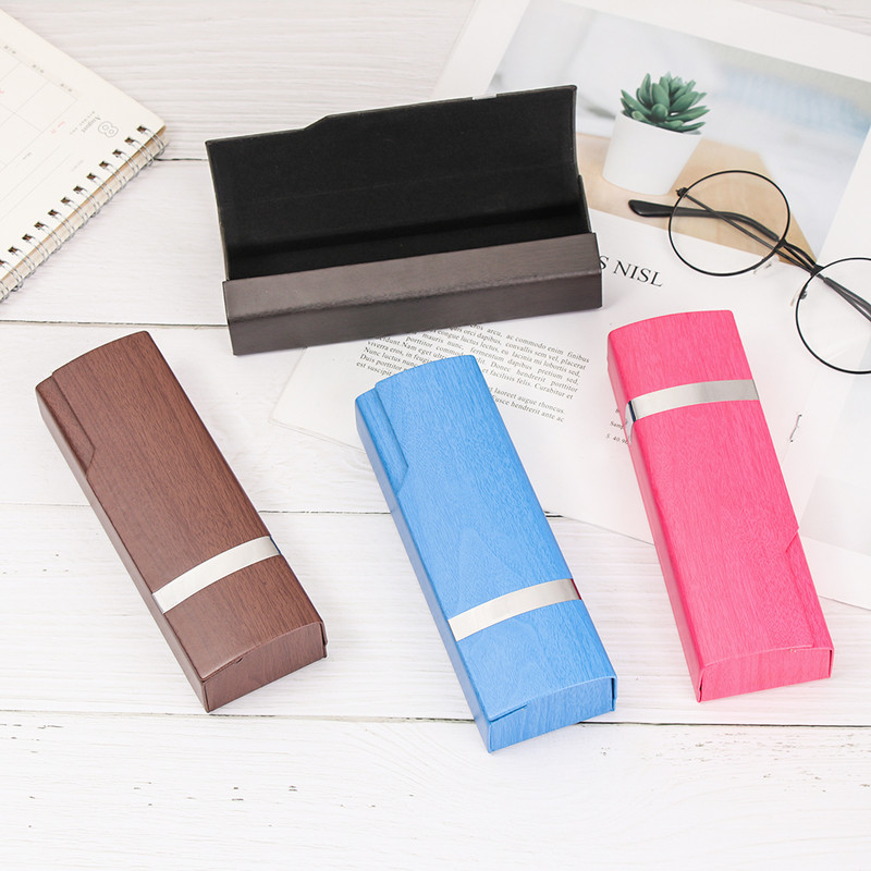 1PC Kutija od imitacije drvenog zrna za naočale, sunčane naočale Unisex modna zaštita za naočale Tvrda ručno izrađena prijenosna četvrtasta preklopna torbica