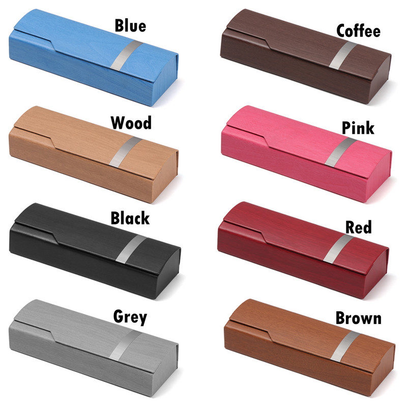 1PC Kutija od imitacije drvenog zrna za naočale, sunčane naočale Unisex modna zaštita za naočale Tvrda ručno izrađena prijenosna četvrtasta preklopna torbica