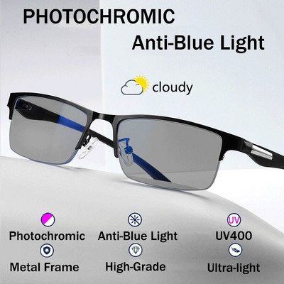 Progressive Multifocal Photochromic Reading Glasses Men Computer Chameleon Prescription Glasses Tr90 Temples Eyewear UV400 1.5