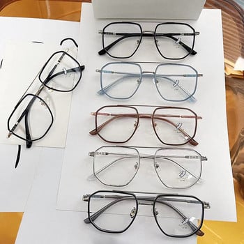 SO&EI Retro Double Bridges Square Women Anti-Blu-Ray Glasses Frame Fashion TR90 Spring Hinge Men Optical Frame Компютърни очила