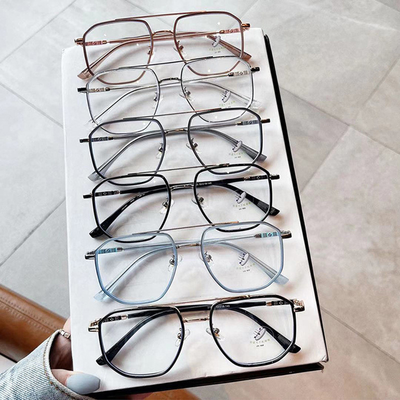 SO&EI Retro Double Bridges Square Sieviešu Anti-Blu-Ray briļļu ietvars Fashion TR90 atsperu eņģe vīriešiem optiskā rāmja datora brilles
