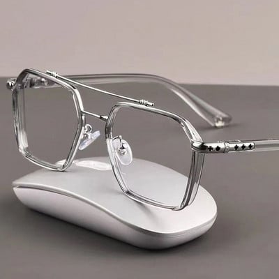 Vintage Square Glasses Woman Man Transparent Anti Blue Light Computer Eyewear Clear Lens Retro Metal Eyeglasses Frame Unisex