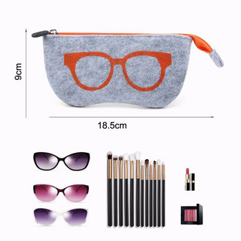 Вълнена филцова чанта за очила Калъфи за очила Химикалки Студентски чанти за съхранение С цип Калъф за очила Аксесоари за очила