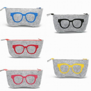 Вълнена филцова чанта за очила Калъфи за очила Химикалки Студентски чанти за съхранение С цип Калъф за очила Аксесоари за очила