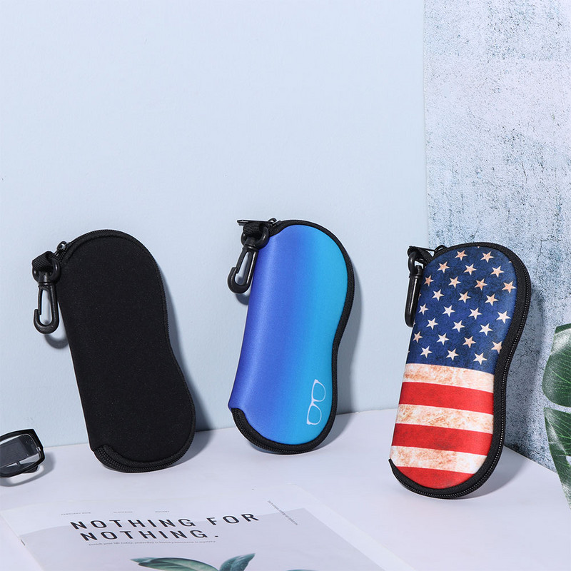 Nešiojamas saulės akinių dėklas su karabino kabliu itin lengvas minkštas neopreno akinių dėklas su užtrauktuku Saugus akinių maišelis su užtrauktuku