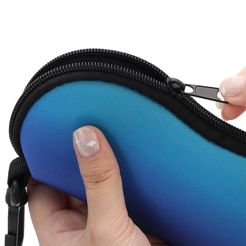 Nešiojamas saulės akinių dėklas su karabino kabliu itin lengvas minkštas neopreno akinių dėklas su užtrauktuku Saugus akinių maišelis su užtrauktuku