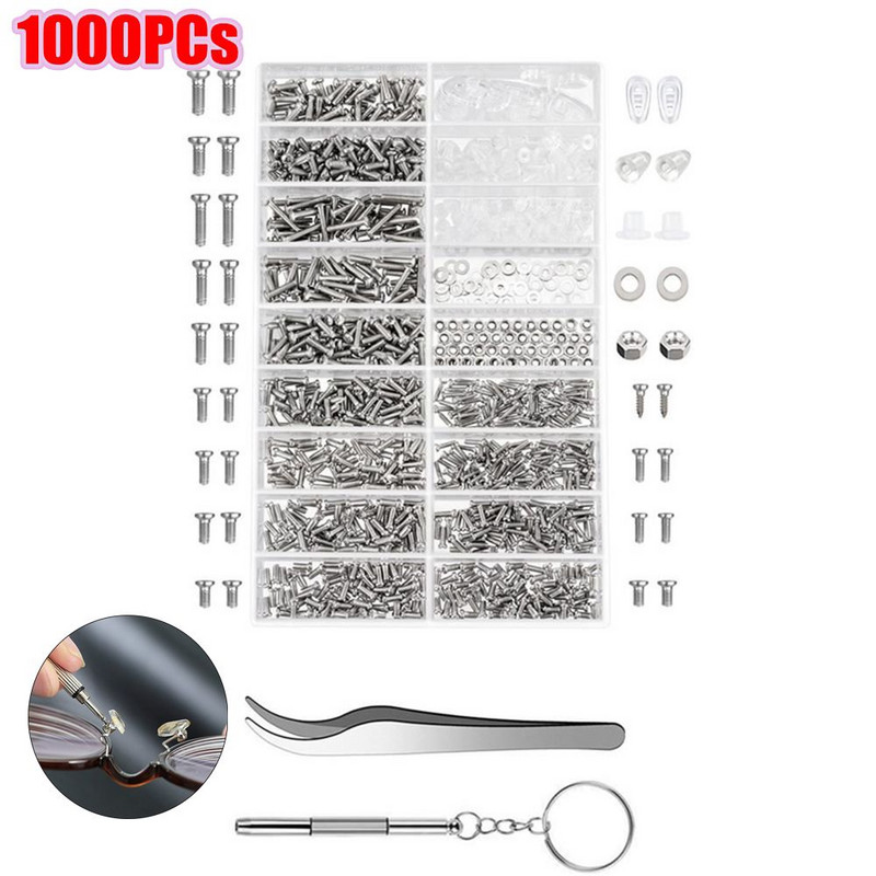 1Set Naočale Sunčane naočale Naočale Sat Sitni vijci Matica Asortiman Alat za popravak Razni komplet koji se koristi za pričvršćivanje naočala/satova