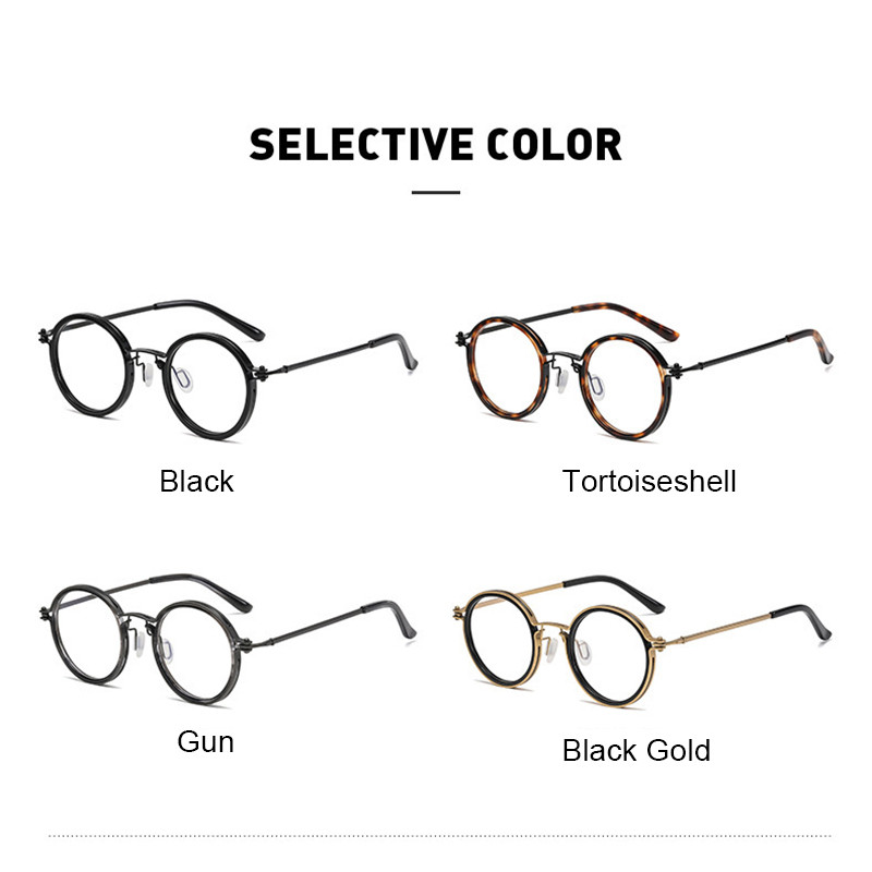 Στρογγυλά γυαλιά από κράμα UVLAIK Σκελετός Ανδρικών Προσαρμοσμένη Μυωπία Συνταγογραφούμενοι φακοί γυαλιών Γυναικεία Γυαλιά γυαλιών ρετρό μεταλλικό μπλε φως