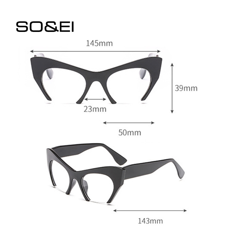 SO&EI Fashion Retro pusės rėmelio katės akių moteriškų akinių rėmelis gali būti komplektuojamas su trumparegystės receptinių lęšių vyriškų akinių rėmeliu