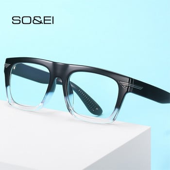 SO&EI Retro Square Clear Anti-Blu-Ray Eyewear TR90 Дамска рамка за очила Модни мъжки оптични рамки за очила Компютърни очила