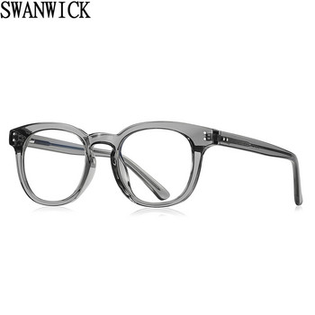 Swanwick ацетат анти синя светлина блокиращи очила за жени TR90 корейски ретро квадратни очила рамка мъжки класически сив леопард