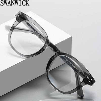 Swanwick acetate anti-sinine valgust blokeerivad prillid naistele TR90 Korea retro kandilised prillid raamid meestele klassikaline hall leopard