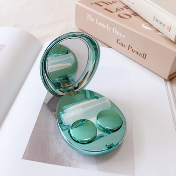 Ултратънко огледално калъфче за контактни лещи INS INS Дамска козметична контактна кутия Елегантна кутия за съхранение на контактни лещи за пътуване