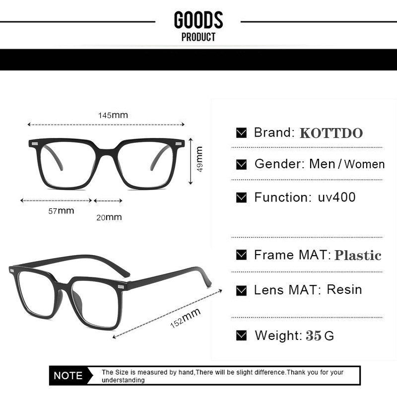 KOTTDO klasični četvrtasti anti-plavi okviri za naočale prozirni prozirni za muškarce Vintage plastični okviri za naočale za žene