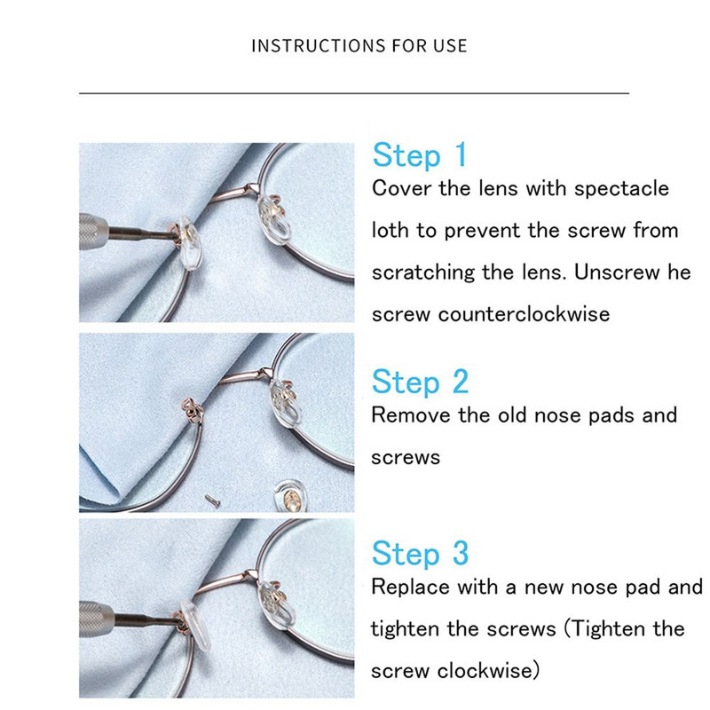 Naočale Silikonski jastučići za nos Alat za popravak optičkih naočala s odvijačem Pinceta Kukice za uši