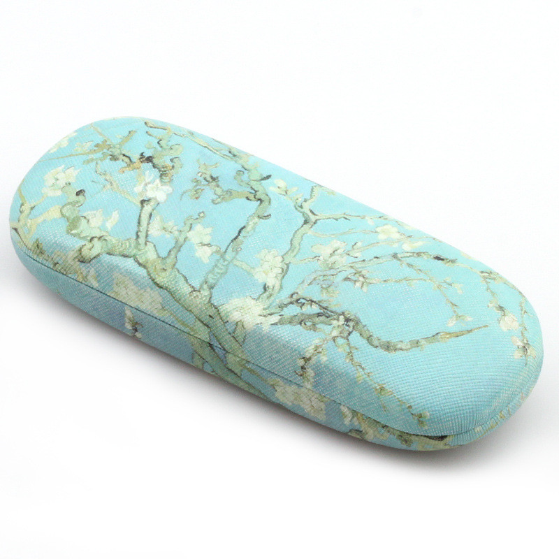 Prillide karp Naiste kõvast nahast lugemisprillide ümbris Meeste Retro Unisex lilleprinteriga prillide kaitse päikeseprillide karp