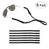 Podesivi držač za naočale, univerzalni držač za naočale od užeta, sportski uniseks remen za držač sunčanih naočala, set od 6 (crni)