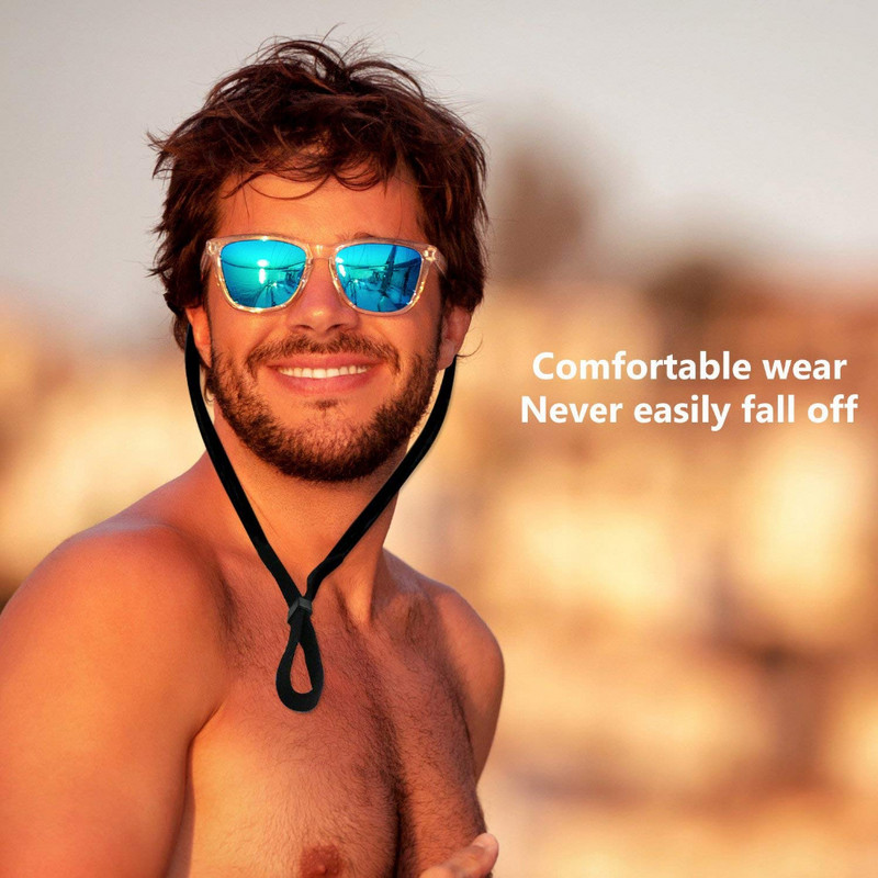 Podesivi držač za naočale, univerzalni držač za naočale od užeta, sportski uniseks remen za držač sunčanih naočala, set od 6 (crni)