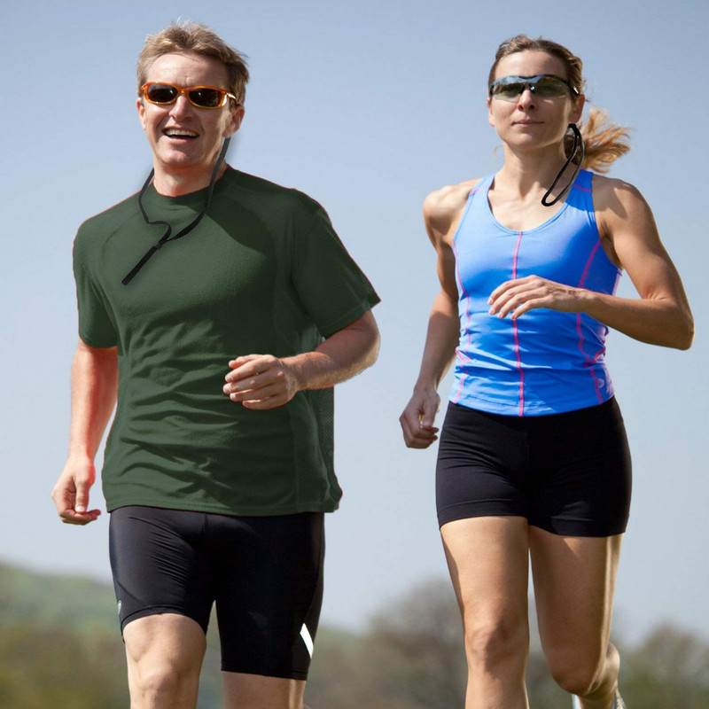 Podesivi držač za naočale, univerzalni držač za naočale od užeta, sportski uniseks remen za držač sunčanih naočala, set od 6 (crni)